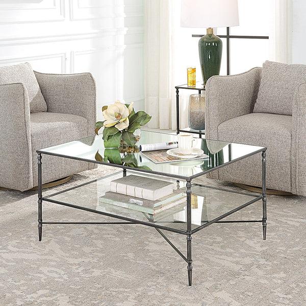 HENZLER MIRRORED STEEL COFFEE TABLE