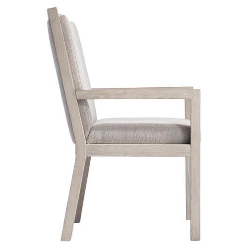 Preston Modern Classic Light Grey Upholstered Wood Dining Arm Chair