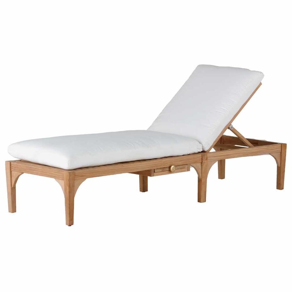 Summer Classics Club Modern Natural Teak White Cushion Outdoor Chaise Lounge