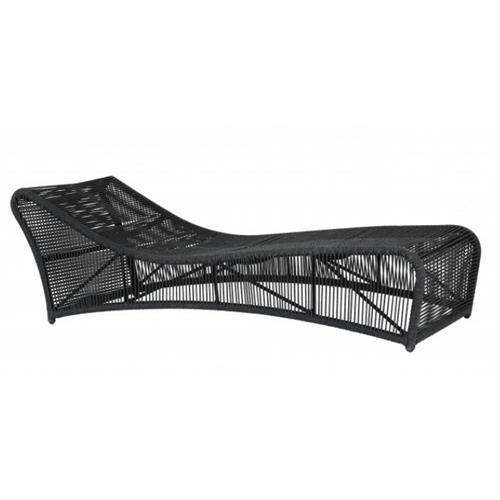 Sunset West Milano Coastal Black Woven Rope Outdoor Chaise Lounge