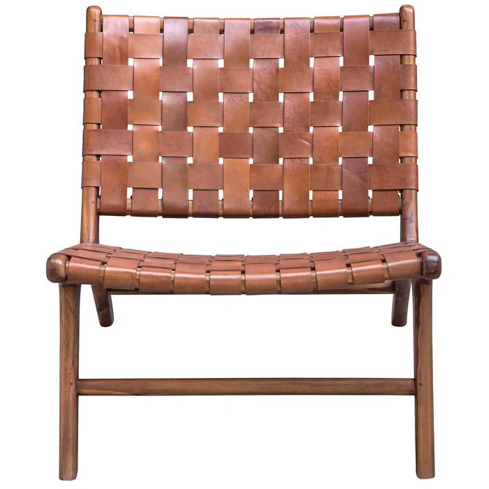 PLAIT WOVEN LEATHER ACCENT CHAIR