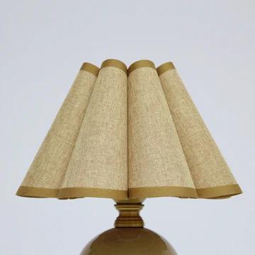 Scallop Linen & Ceramic Base Table Lamp