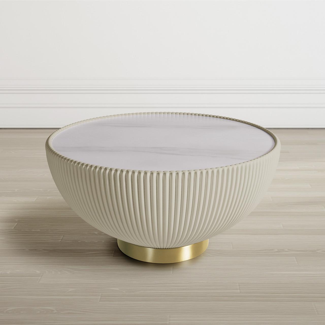 Glalie 70cm Sintered Stone Coffee Table - Cream White