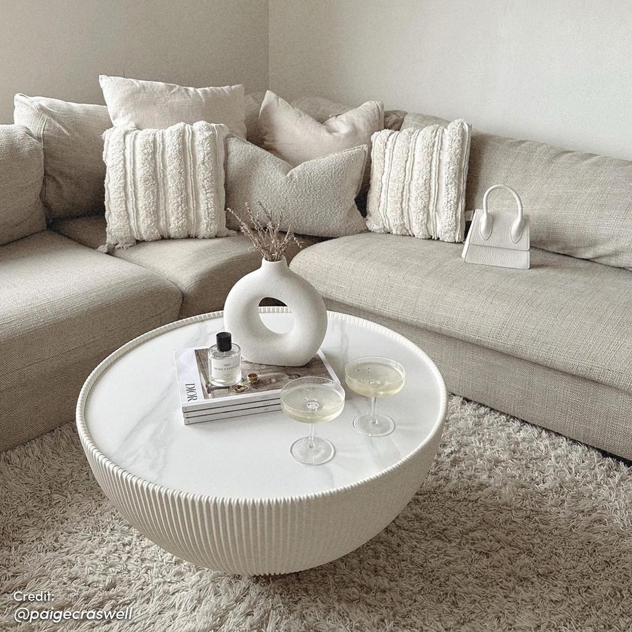 Glalie 70cm Sintered Stone Coffee Table - Cream White