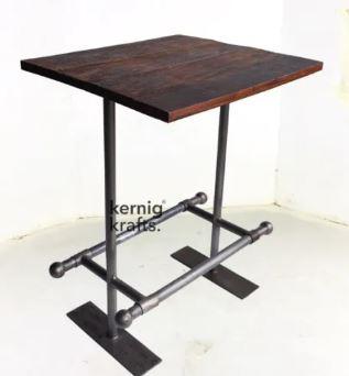 Mango Top Industrial High Bar Table With Foot Rest