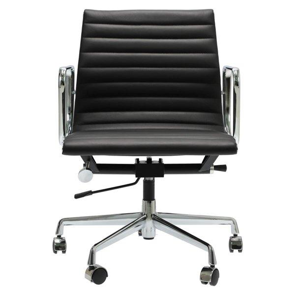 CH1171T Office Chair, Black Leather, Chrome