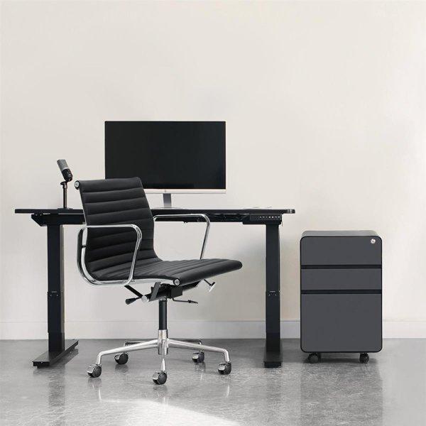 CH1171T Office Chair, Black Leather, Chrome