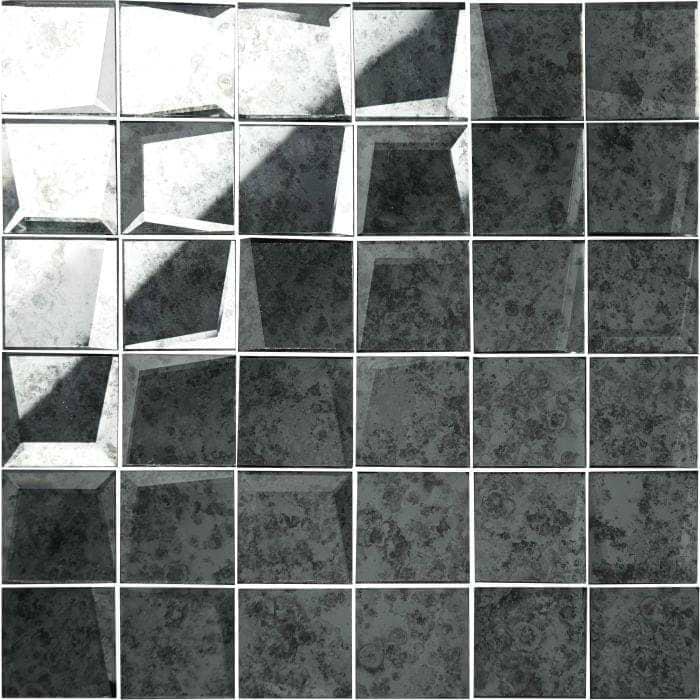 50mm   Facet   Mosaic   Antique   Mirror   Grey