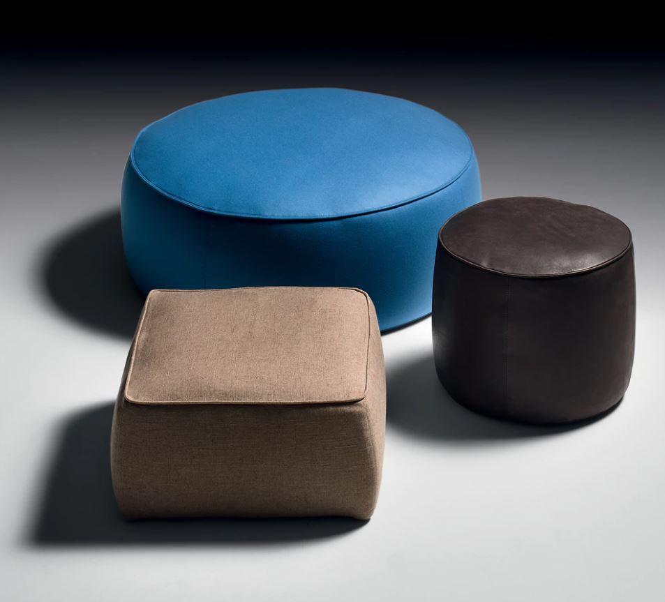 Contemporary Designer Leather Pouffe