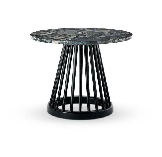 FAN TABLE BLACK PEBBLE MARBLE