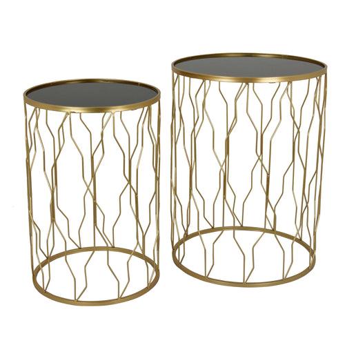 Set Of 2 Gold Metal Side Tables