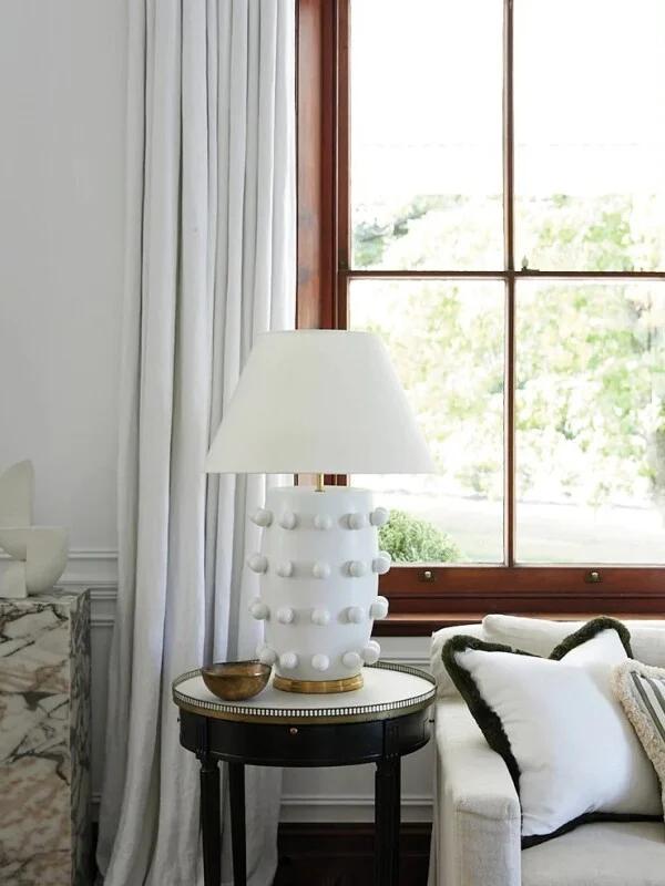 Modern Ceramic Lamp With White Linen Shade