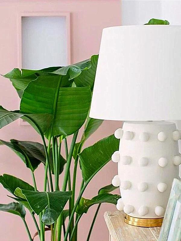 Modern Ceramic Lamp With White Linen Shade