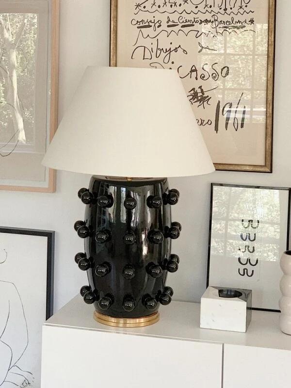 Modern Ceramic Lamp With White Linen Shade