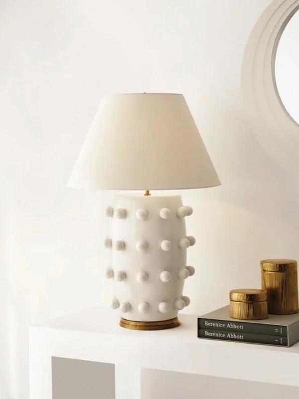 Modern Ceramic Lamp With White Linen Shade