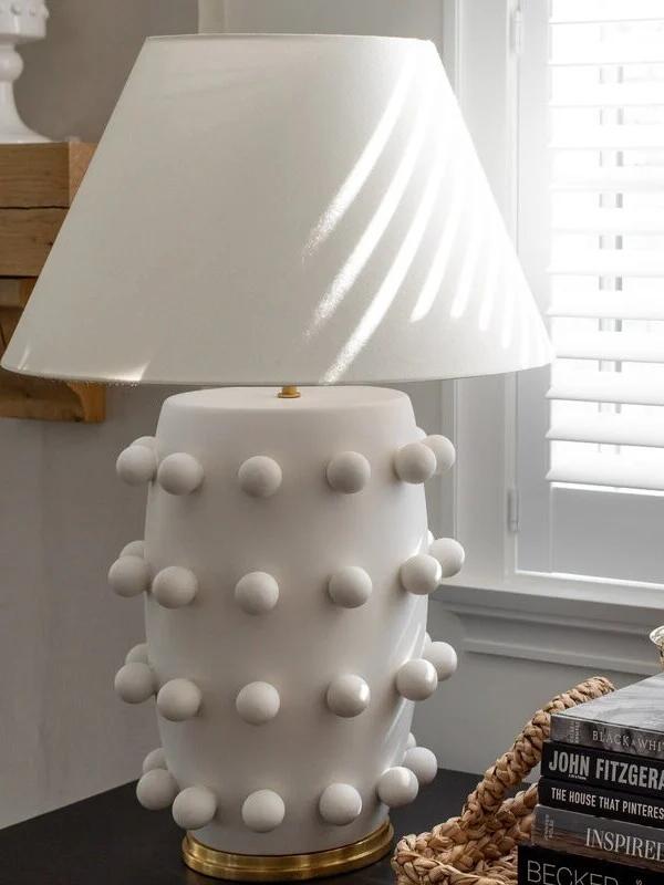 Modern Ceramic Lamp With White Linen Shade