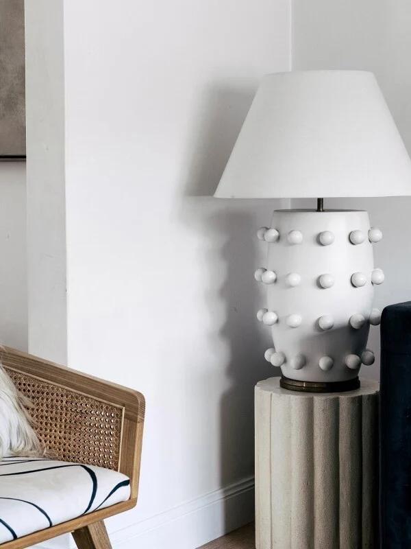 Modern Ceramic Lamp With White Linen Shade