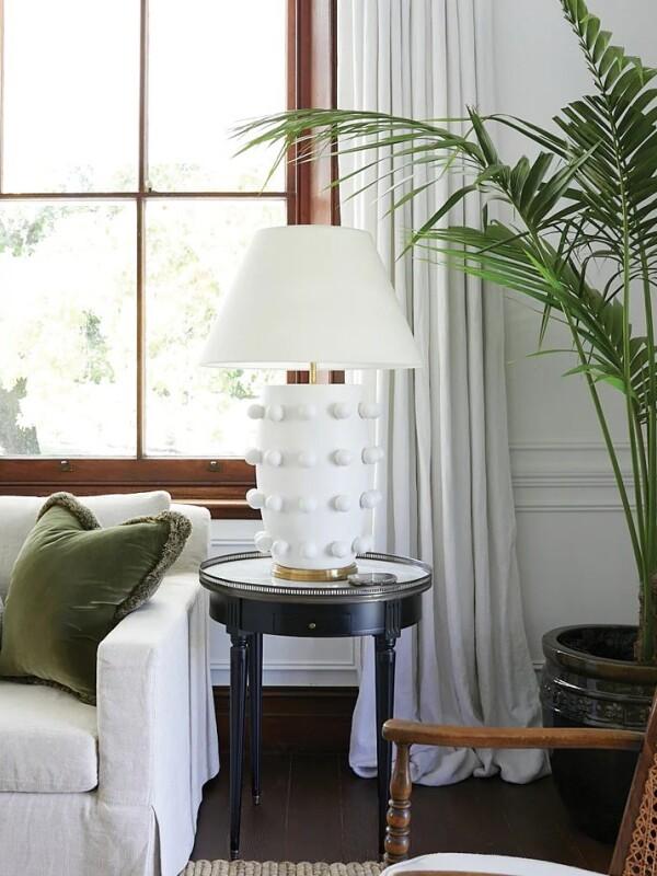 Modern Ceramic Lamp With White Linen Shade