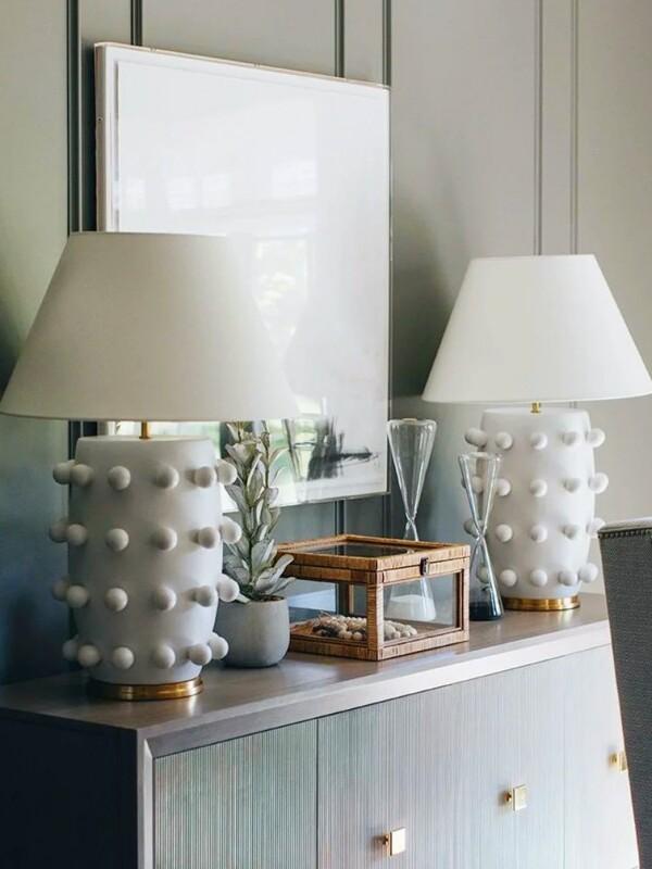 Modern Ceramic Lamp With White Linen Shade