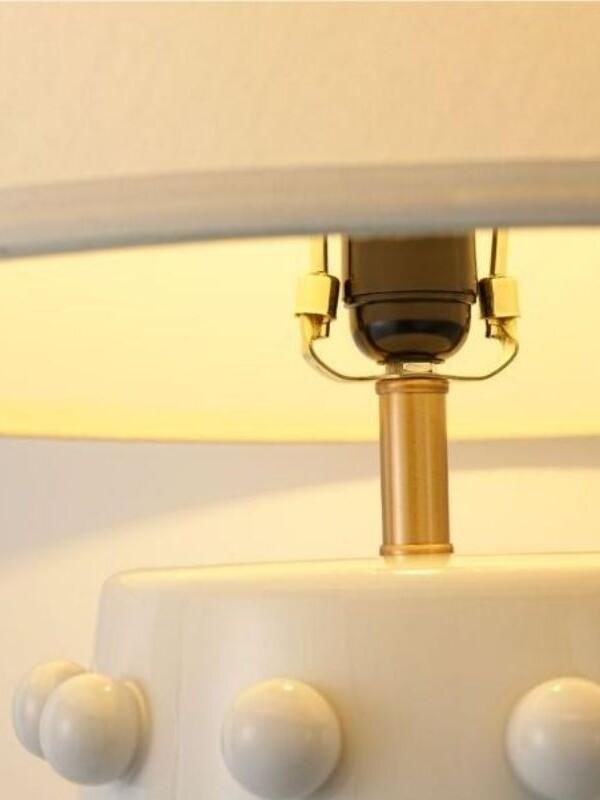 Modern Ceramic Lamp With White Linen Shade