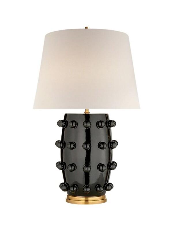 Modern Ceramic Lamp With White Linen Shade