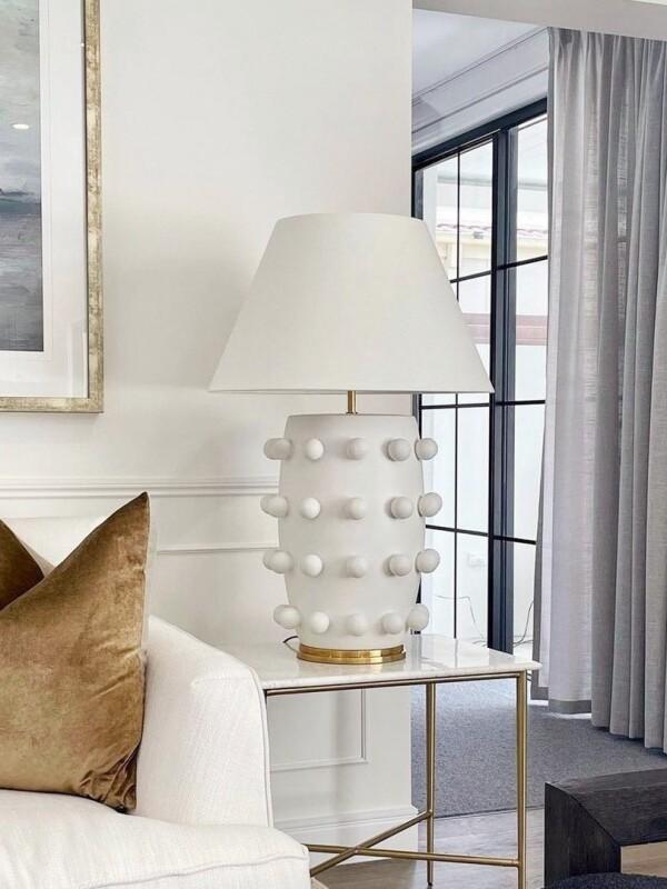 Modern Ceramic Lamp With White Linen Shade