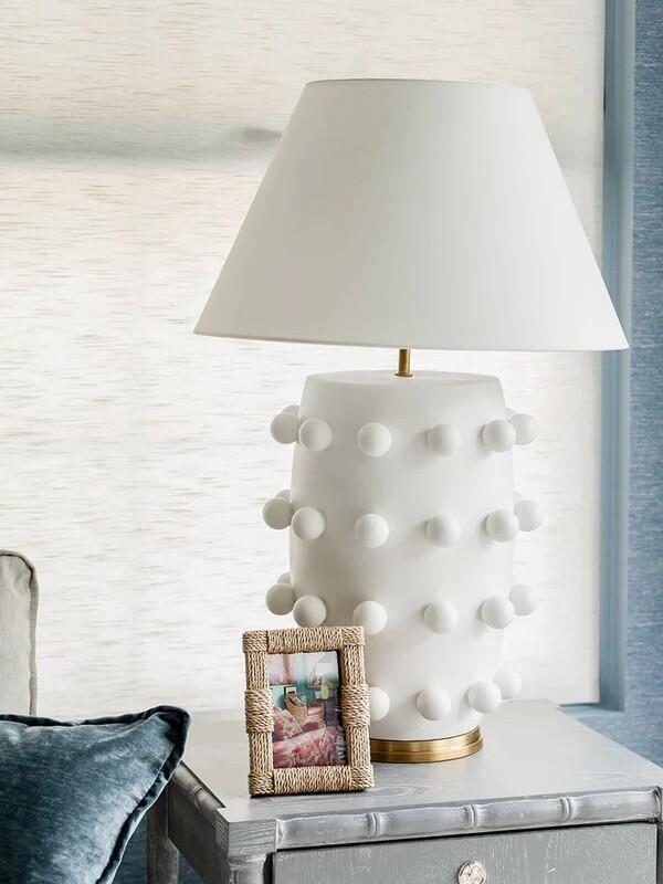 Modern Ceramic Lamp With White Linen Shade