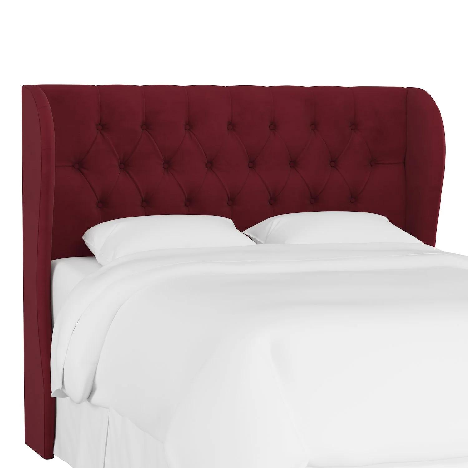 Luxe Wingback Headboard In Berry Velvet