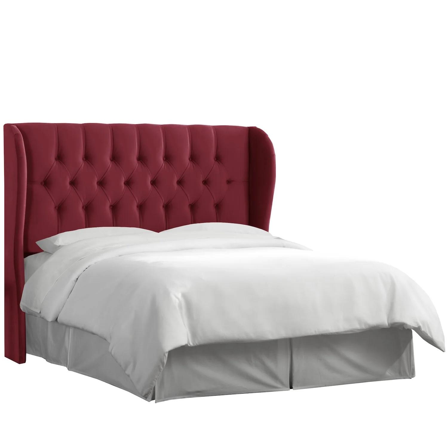 Luxe Wingback Headboard In Berry Velvet